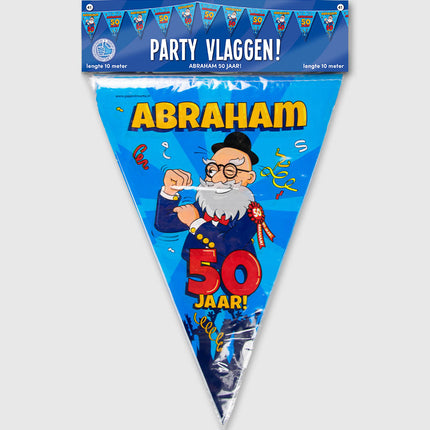 Feestbazaar Vlaggenlijn 50 Jaar Abraham Cartoon - 10m