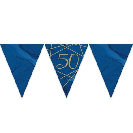 Feestbazaar Vlaggenlijn 50 Jaar Navy Blauw/Goud - 3,7m