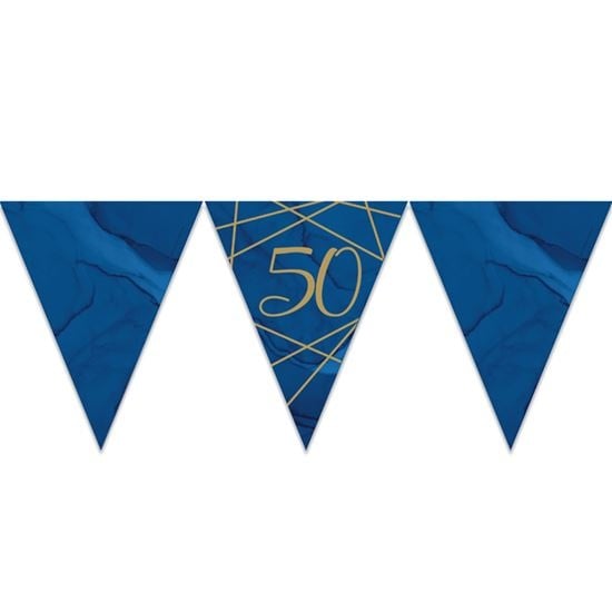 Feestbazaar Vlaggenlijn 50 Jaar Navy Blauw/Goud - 3,7m