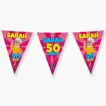 Feestbazaar Vlaggenlijn 50 Jaar Sarah Cartoon (10m)