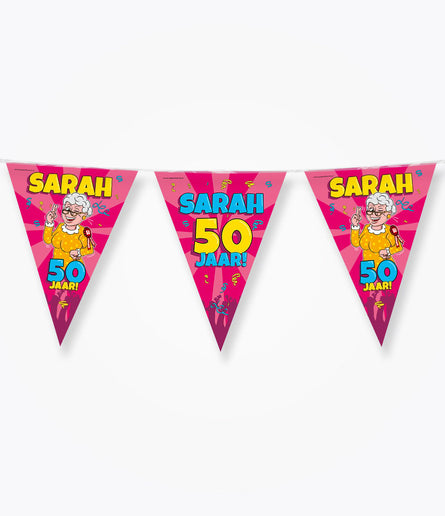 Feestbazaar Vlaggenlijn 50 Jaar Sarah Cartoon (10m)