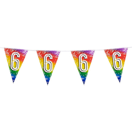 Feestbazaar Vlaggenlijn 6 Jaar regenboog met sterren