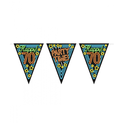Feestbazaar Vlaggenlijn 70 Jaar Neon  - 10 meter