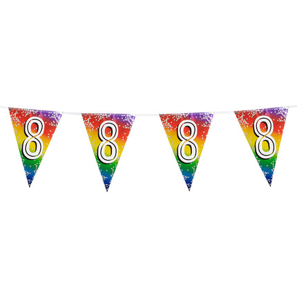 Feestbazaar Vlaggenlijn 8 Jaar regenboog met sterren