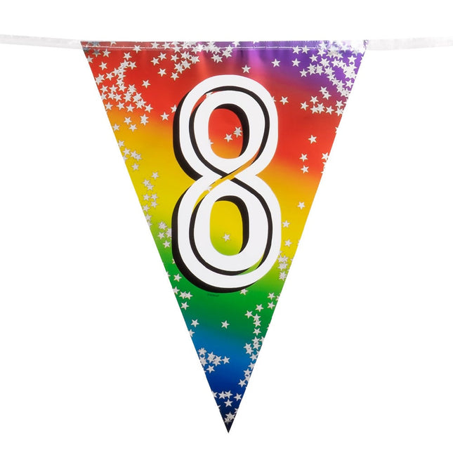 Feestbazaar Vlaggenlijn 8 Jaar regenboog met sterren