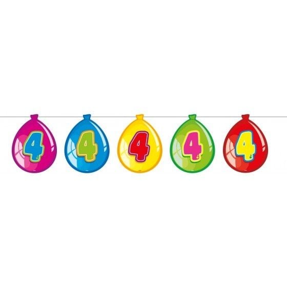 Feestbazaar Vlaggenlijn ballonnen 4 jaar