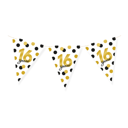 Feestbazaar Vlaggenlijn Celebration 16 Jaar Wit/Goud/Zwart