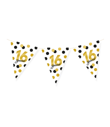 Feestbazaar Vlaggenlijn Celebration 16 Jaar Wit/Goud/Zwart