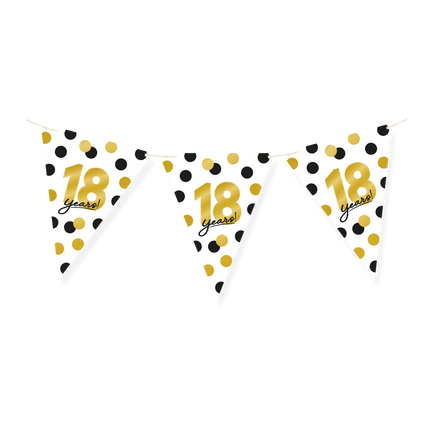 Feestbazaar Vlaggenlijn Celebration 18 Jaar Wit/Goud/Zwart