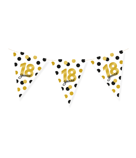 Feestbazaar Vlaggenlijn Celebration 18 Jaar Wit/Goud/Zwart