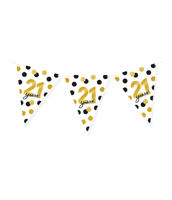 Feestbazaar Vlaggenlijn Celebration 21 Jaar Wit/Goud/Zwart
