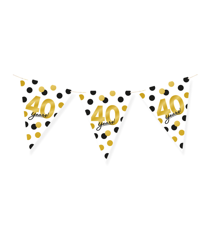 Feestbazaar Vlaggenlijn Celebration 40 Jaar Wit/Goud/Zwart