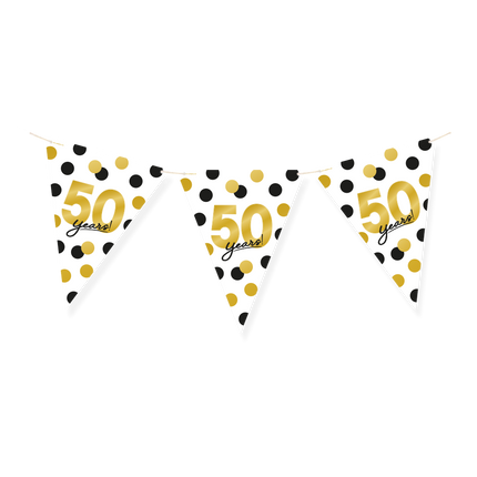 Feestbazaar Vlaggenlijn Celebration 50 Jaar Wit/Goud/Zwart