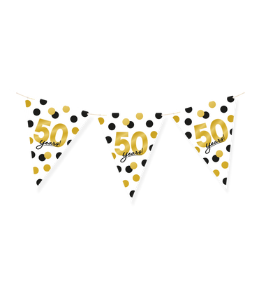 Feestbazaar Vlaggenlijn Celebration 50 Jaar Wit/Goud/Zwart