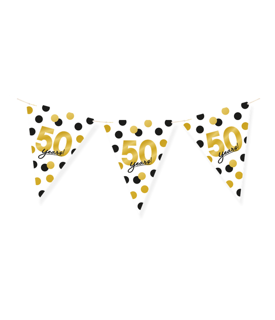Feestbazaar Vlaggenlijn Celebration 50 Jaar Wit/Goud/Zwart