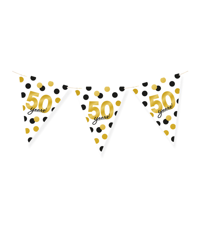 Feestbazaar Vlaggenlijn Celebration 50 Jaar Wit/Goud/Zwart