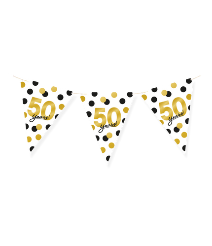 Feestbazaar Vlaggenlijn Celebration 50 Jaar Wit/Goud/Zwart