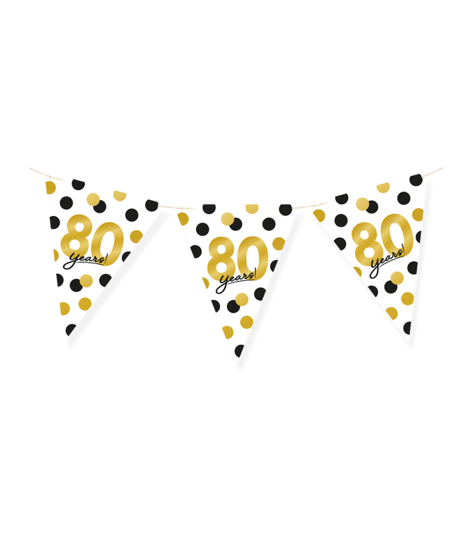 Feestbazaar Vlaggenlijn Celebration 80 Jaar Wit/Goud/Zwart