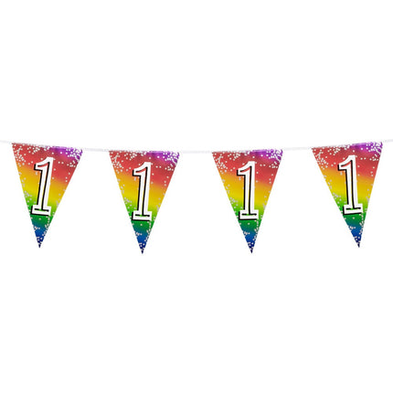Feestbazaar Vlaggenlijn Cijfer 1 Regenboog Met Sterren (6m)