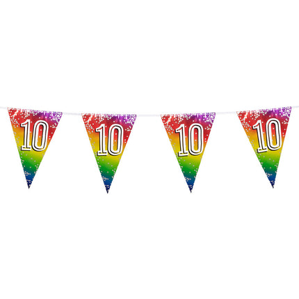 Feestbazaar Vlaggenlijn Cijfer 10 Regenboog Met Sterren (6m)