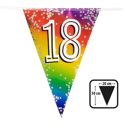 Feestbazaar Vlaggenlijn Cijfer 18 Regenboog Met Sterren (6m)