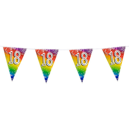 Feestbazaar Vlaggenlijn Cijfer 18 Regenboog Met Sterren (6m)