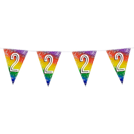 Feestbazaar Vlaggenlijn Cijfer 2 Regenboog Met Sterren (6m)