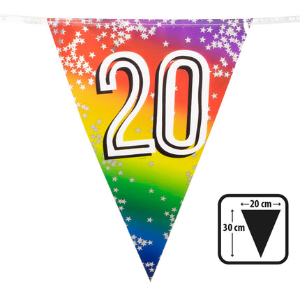 Feestbazaar Vlaggenlijn Cijfer 20 Regenboog Met Sterren (6m)