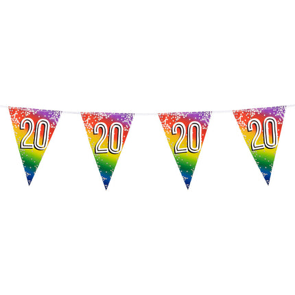 Feestbazaar Vlaggenlijn Cijfer 20 Regenboog Met Sterren (6m)
