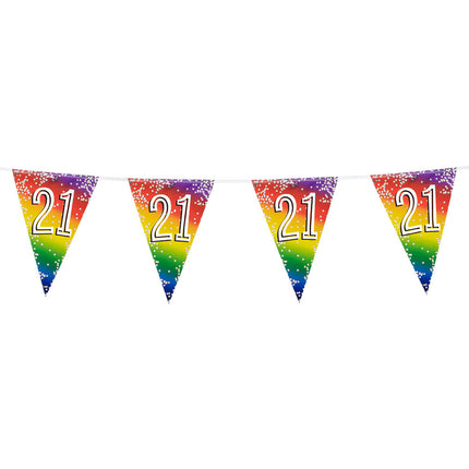 Feestbazaar Vlaggenlijn Cijfer 21 Regenboog Met Sterren (6m)