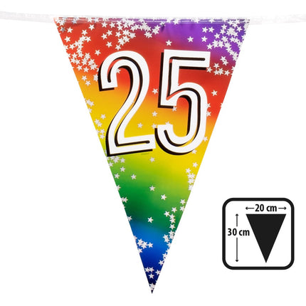 Feestbazaar Vlaggenlijn Cijfer 25 Regenboog Met Sterren (6m)