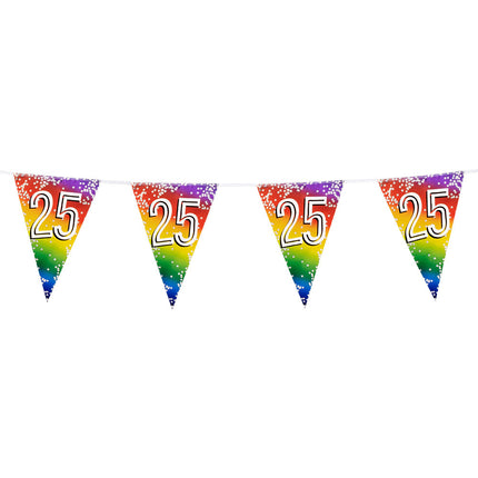 Feestbazaar Vlaggenlijn Cijfer 25 Regenboog Met Sterren (6m)