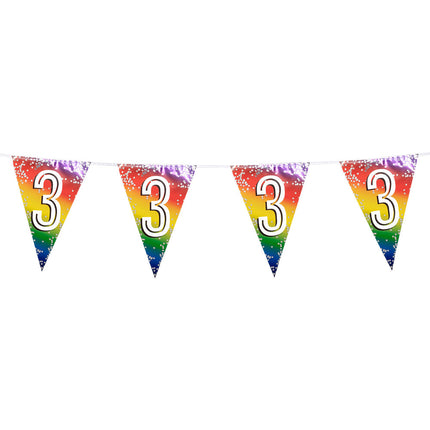 Feestbazaar Vlaggenlijn Cijfer 3 Regenboog Met Sterren (6m)