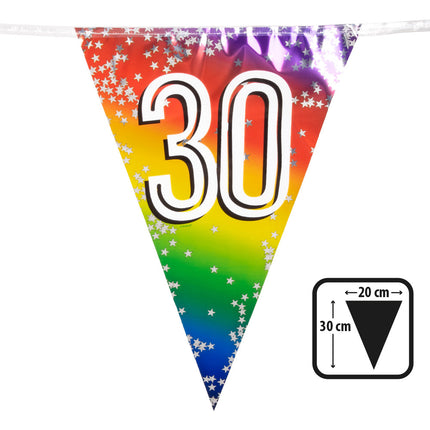 Feestbazaar Vlaggenlijn Cijfer 30 Regenboog Met Sterren (6m)