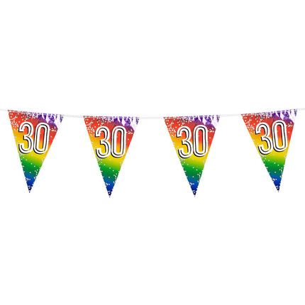 Feestbazaar Vlaggenlijn Cijfer 30 Regenboog Met Sterren (6m)