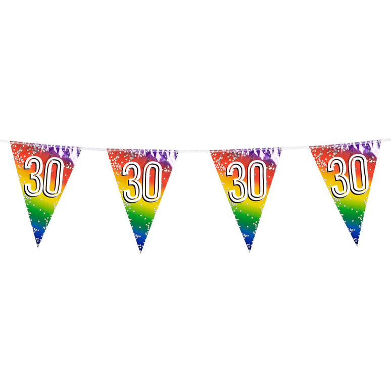 Feestbazaar Vlaggenlijn Cijfer 30 Regenboog Met Sterren (6m)