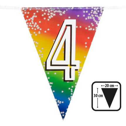Feestbazaar Vlaggenlijn Cijfer 4 Regenboog Met Sterren (6m)