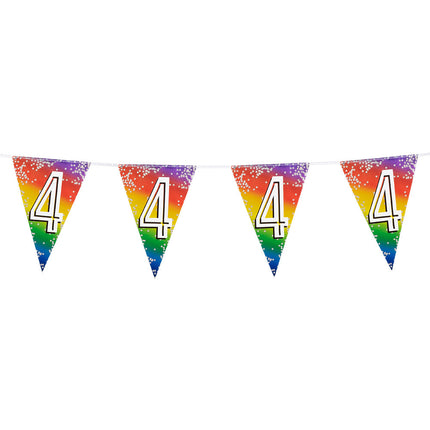 Feestbazaar Vlaggenlijn Cijfer 4 Regenboog Met Sterren (6m)