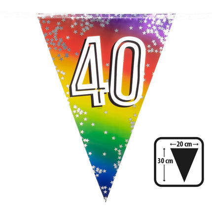 Feestbazaar Vlaggenlijn Cijfer 40 Regenboog Met Sterren (6m)