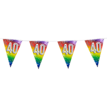 Feestbazaar Vlaggenlijn Cijfer 40 Regenboog Met Sterren (6m)