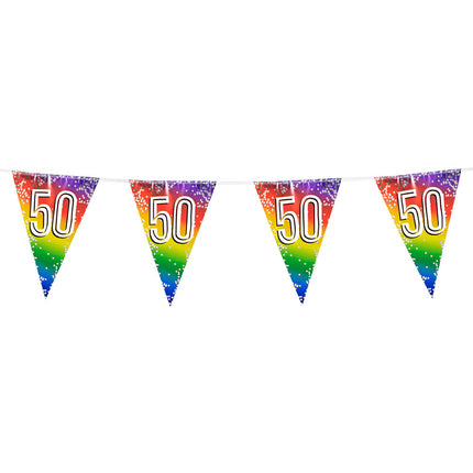 Feestbazaar Vlaggenlijn Cijfer 50 Regenboog Met Sterren (6m)