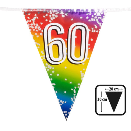 Feestbazaar Vlaggenlijn Cijfer 60 Regenboog Met Sterren (6m)