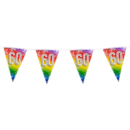 Feestbazaar Vlaggenlijn Cijfer 60 Regenboog Met Sterren (6m)