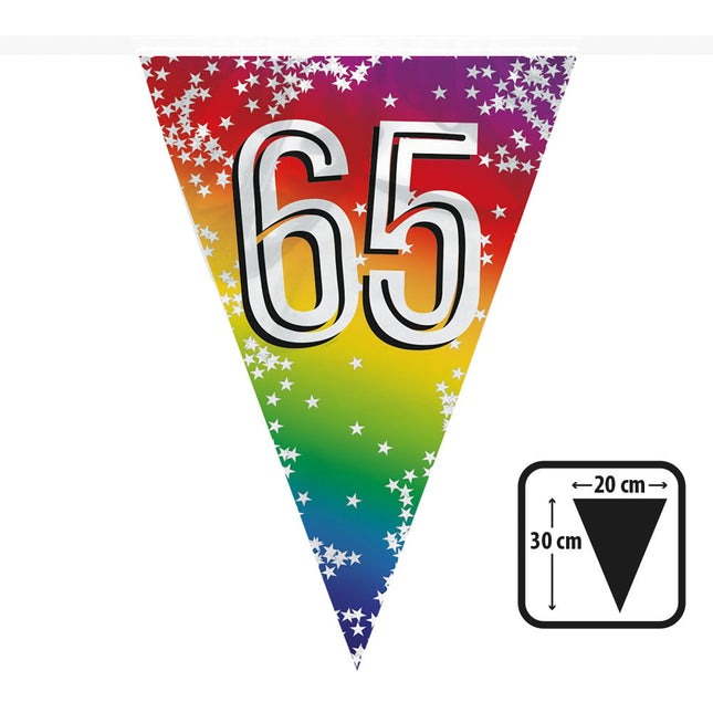 Feestbazaar Vlaggenlijn Cijfer 65 Regenboog Met Sterren (6m)