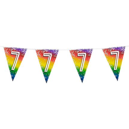 Feestbazaar Vlaggenlijn Cijfer 7 Regenboog Met Sterren (6m)