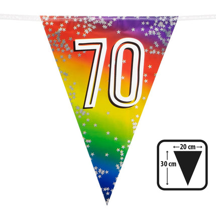 Feestbazaar Vlaggenlijn Cijfer 70 Regenboog Met Sterren (6m)