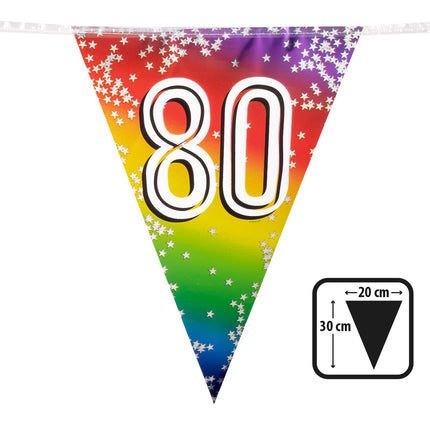 Feestbazaar Vlaggenlijn Cijfer 80 Regenboog Met Sterren (6m)