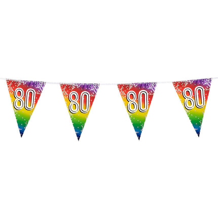 Feestbazaar Vlaggenlijn Cijfer 80 Regenboog Met Sterren (6m)