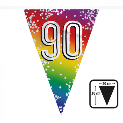 Feestbazaar Vlaggenlijn Cijfer 90 Regenboog Met Sterren (6m)