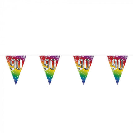 Feestbazaar Vlaggenlijn Cijfer 90 Regenboog Met Sterren (6m)